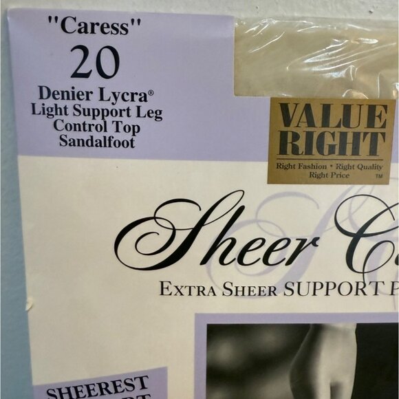 Sheer Caress Extra Support Pantyhose Sandalfoot Sz Average Color Bone Hosiery - Picture 3 of 10